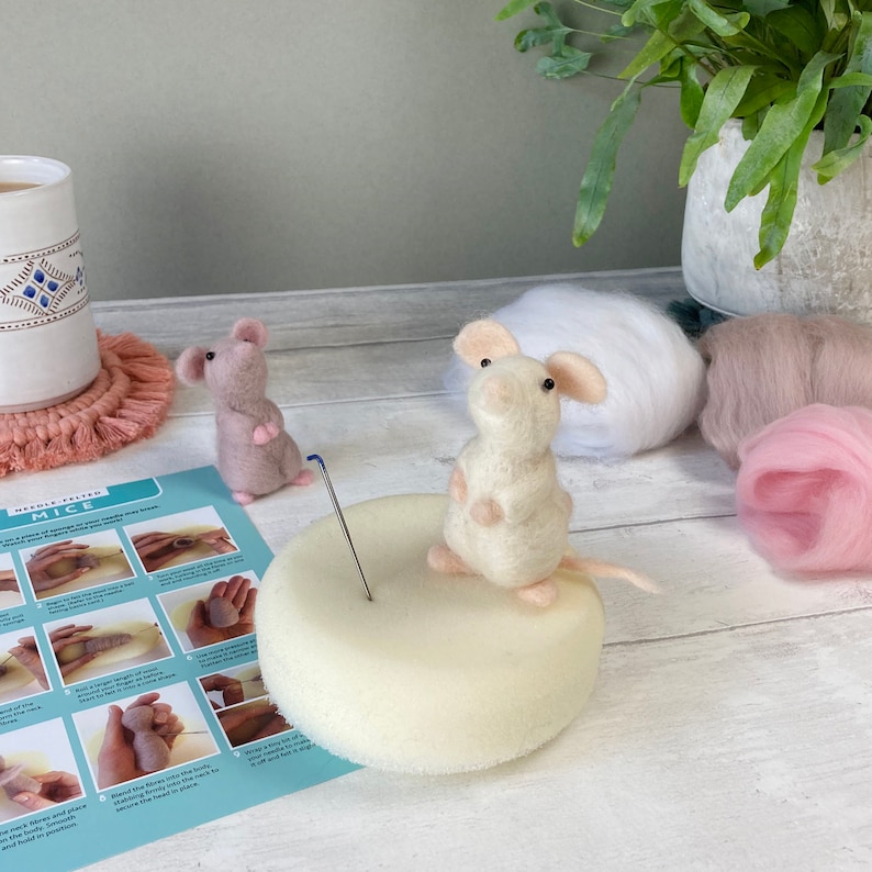 Needle Felting Kit Mouse Learn to Make TWO Cute Mice Etsy