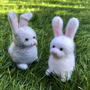 Needle Felting Kit - Rabbits - Make TWO needle felted Easter bunnies with this craft kit for adults - Easter craft gift for her, for mum