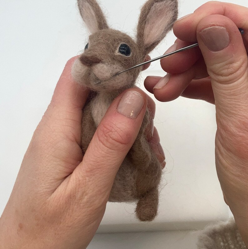 Needle Felted Easter Bunny kit. Craft kit for adults and teens. Learn how to make a felted rabbit. Easter gift. image 9