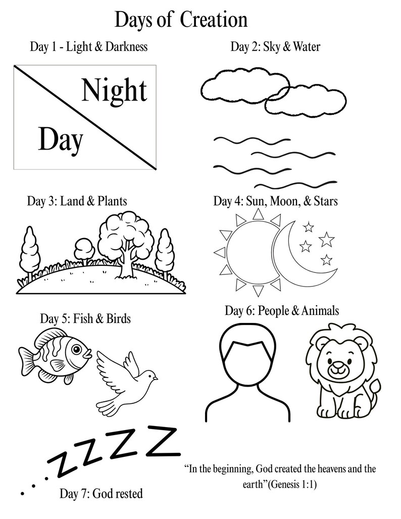 Preschool Days Of Creation Coloring Page PDF Etsy Preschool Days Of Creation Coloring Page PDF Etsy