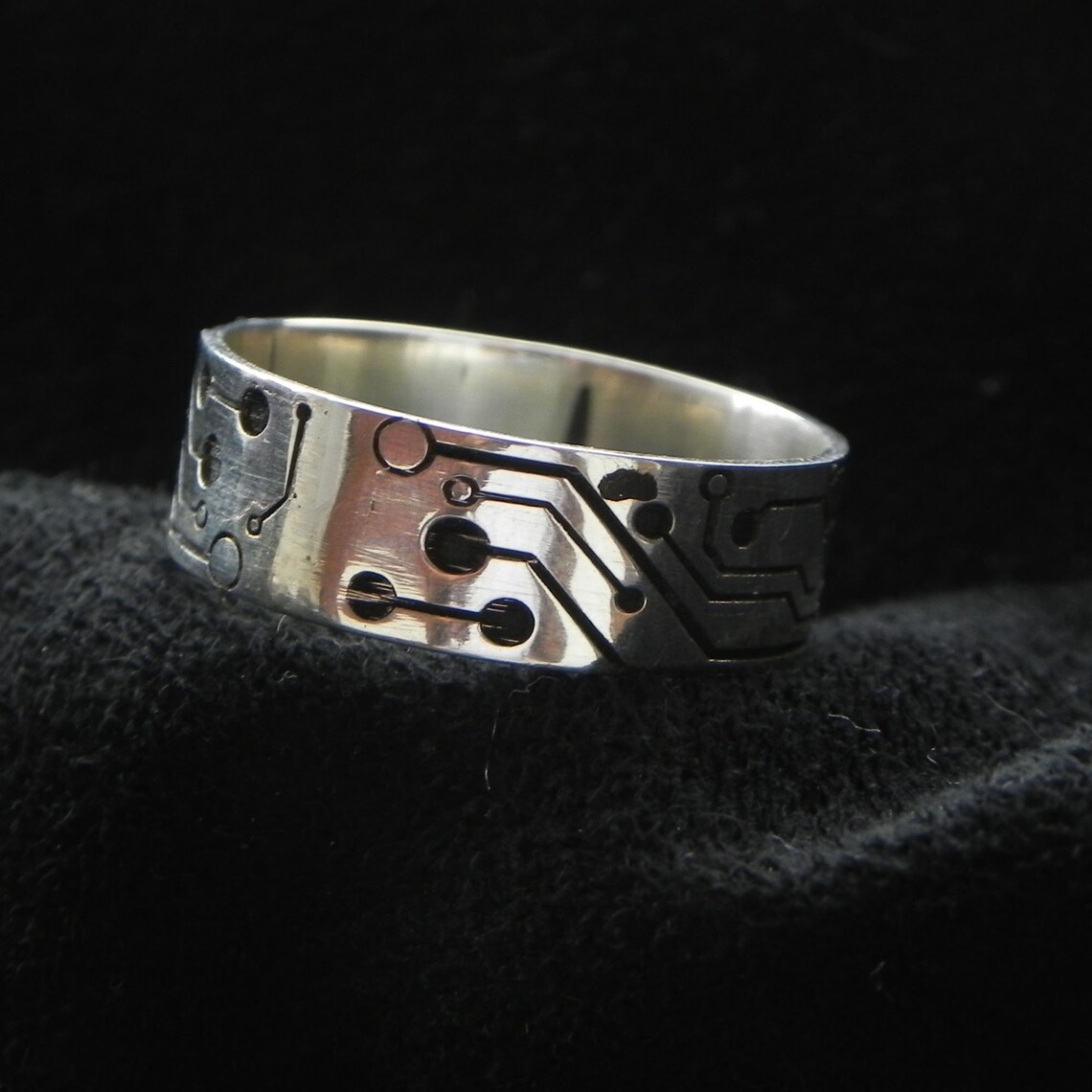Sterling Silver electronic circuit ring. Silver rings. Etsy