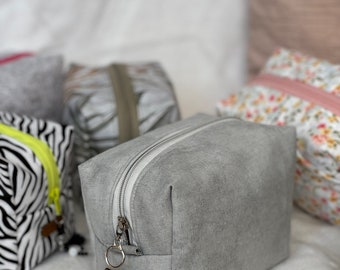 Graue Baumwolle Schminktasche, Reisekosmetik-Organizer, Babypartygeschenk