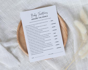 Baby traditions around the world, baby traditions, baby shower traditions game, Family traditions baby shower game, funny baby shower game