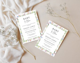 Baby In Bloom Invitation, Baby Shower invitation, Spring summer floral Baby shower, Baby shower invitation template, Floral baby shower