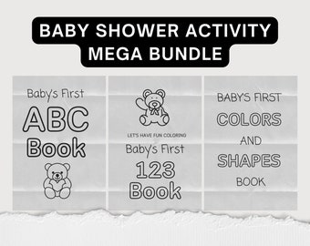 Baby Shower ABC book, Baby alphabet book, ABC book baby shower, abc coloring book, Baby's First ABC Book and 123 Book Bundle, Baby Shower
