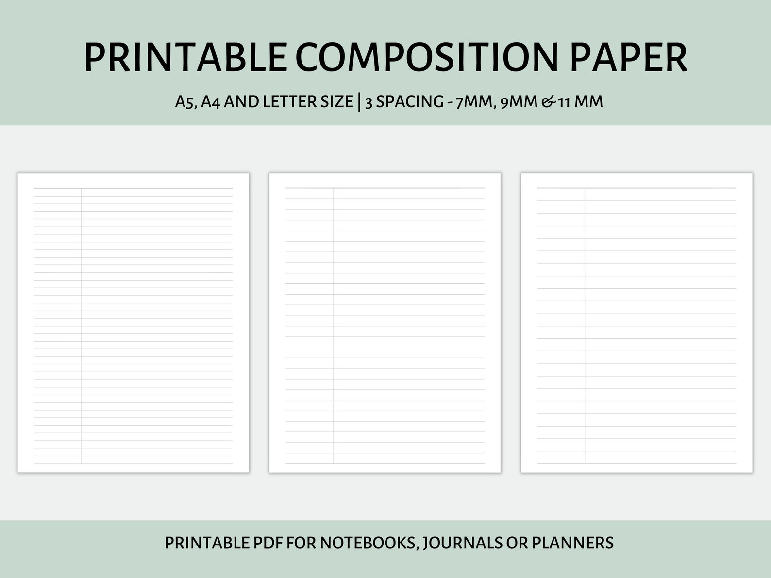Composition Paper Printable PDF Wide Ruled College Rule Cornell Notes ...