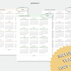 Custody Calendar for Tracking Timeline Events, Visitations, Phone Calls ...