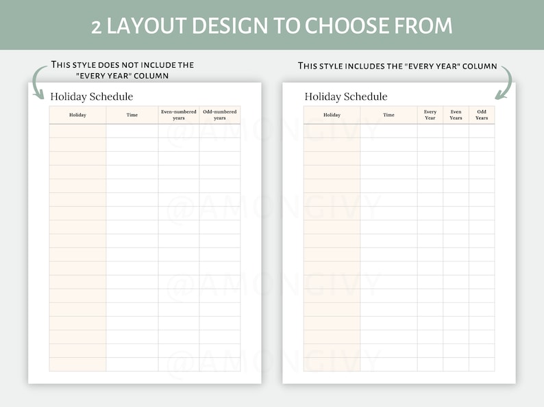 printable-holiday-schedule-for-child-custody-medical-records-etsy