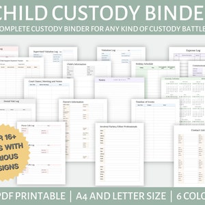 Carpeta de custodia de menores para cualquier tipo de disputa por la custodia/crianza compartida/padre soltero/diario de custodia de menores imprimible/PDF/A4 y carta