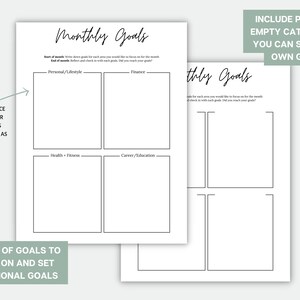 Printable Monthly Goals Setting Worksheet | Monthly Reset Pdf | Monthly ...