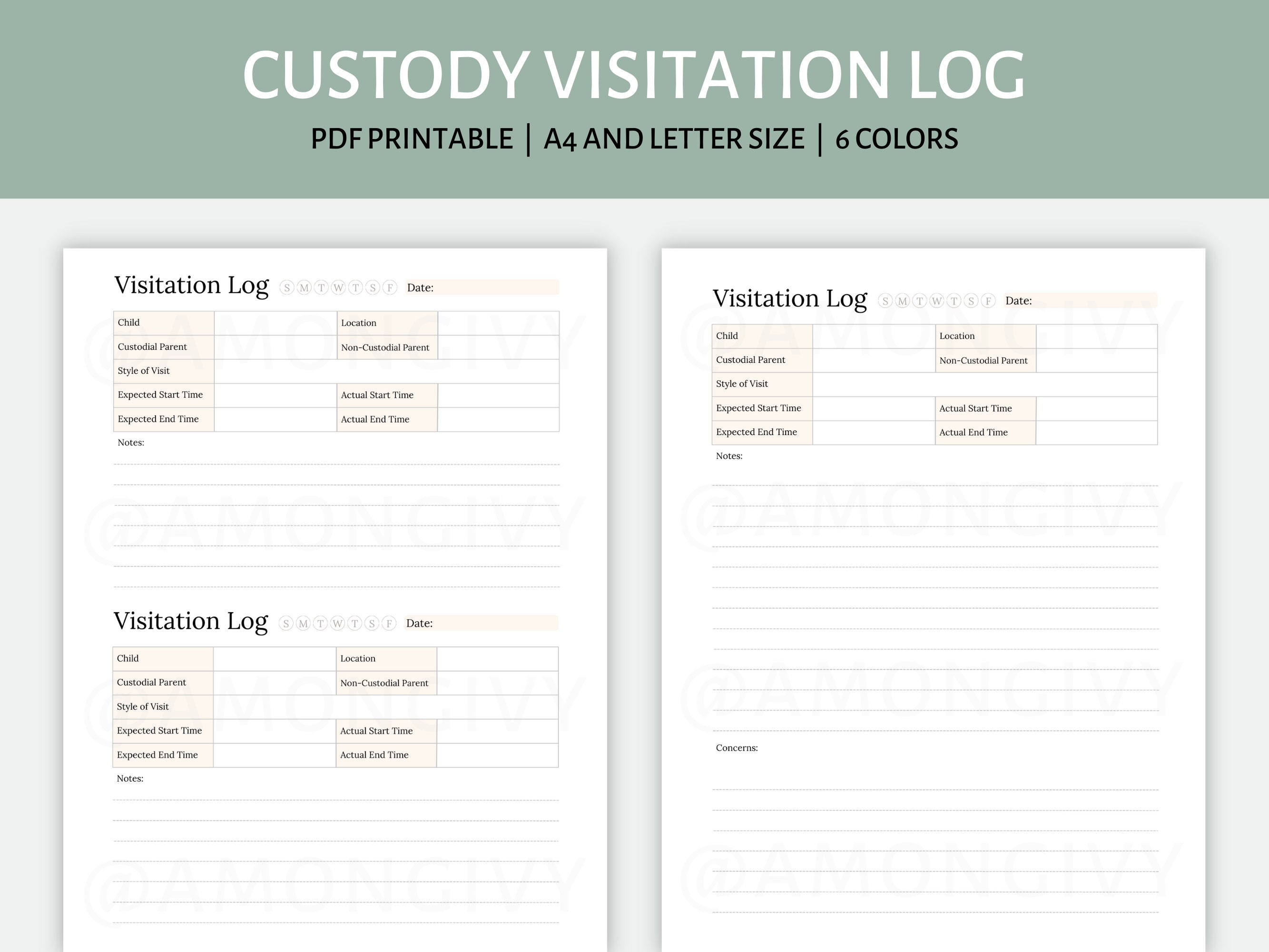 custody-visitation-log-for-co-parenting-printable-child-custody-journal-pdf-a4-and-letter-etsy