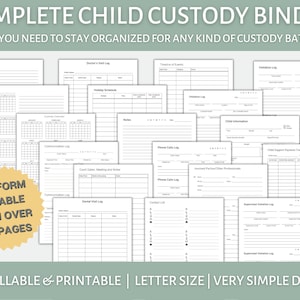 Complete Child Custody Binder for Any Kind of Custody Battle | Co-Parenting | Single Parent | PDF Fillable | PDF Printable | Letter
