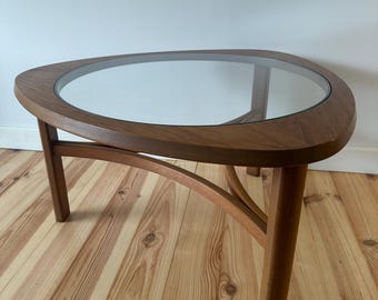 Mid Century Teak Coffee Table Vintage Astro Retro Glass Topped