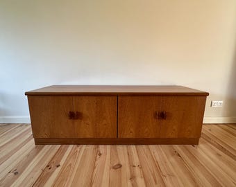 Mid Century Modern Teak Sideboard, G-Plan Style Low Media Cabinet, Retro 1960s Scandi Style Storage