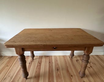 Antique Victorian Pine Table Scrub Top Rustic Kitchen Table Stripped Pine Dining Table
