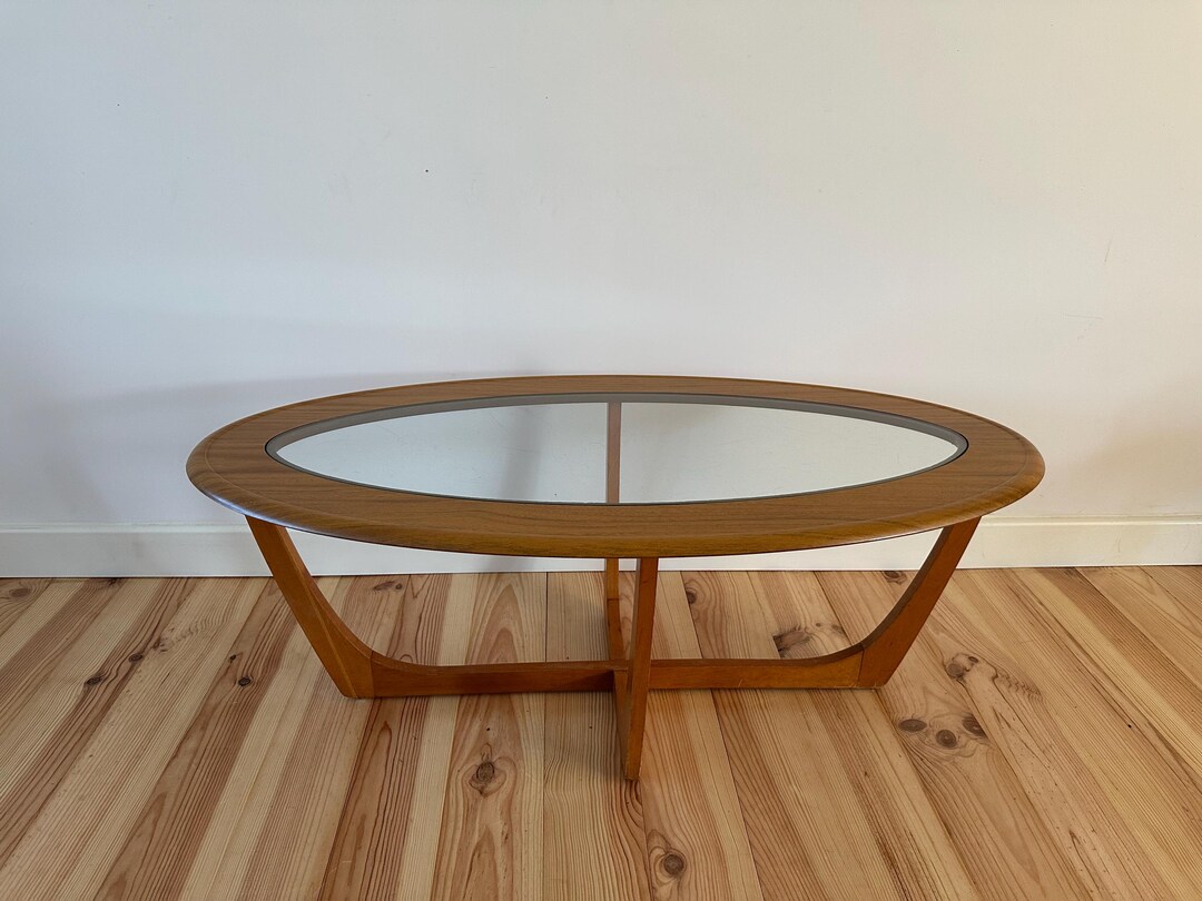 Mid Century Teak Coffee Table With Glass Top - Vintage Scandinavian ...