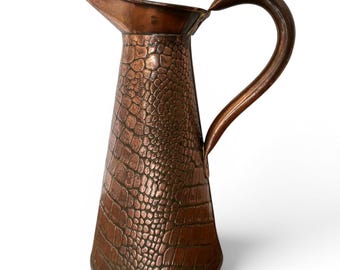 Joseph Sankey Antique Copper Water Jug Art Nouveau Style Lizard Skin 33cm