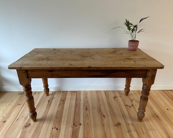 Vintage Farmhouse Dining Table Rustic Large Farmhouse Solid Stripped Pine