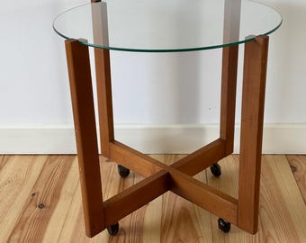 Mid Century Vintage Glass Side Coffee Table Minimalist
