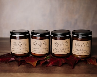 Apples & Maple Bourbon, All Natural Hand Poured Soy Candle, Fall Candle, Amber, Vegan candle, maple candle, burbon candle