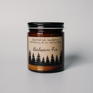 Balsam Fir, Trees, Natural Hand Poured Soy Candle, Woodsy Candle, Amber Candle, Made in Maine, Outdoor Lover gift, Holiday Gift, Christmas