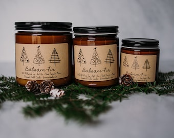 Balsam Fir, All Natural Hand Poured Soy Candle, Holiday Candle, Balsam Candle, Secret Santa, Made in Maine, Christmas Gift, Stocking Stuffer