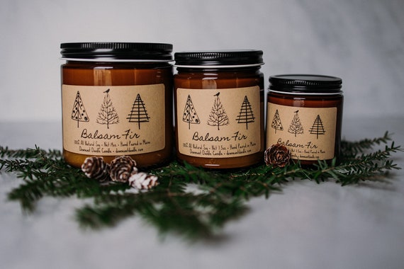 Fraser Fir Soy Candle, Amber Jar Candle, Pine Candle, Spruce Balsam Candle,  Candle in Jar, Winter Christmas Candle, Host Gift, Gift for Her 