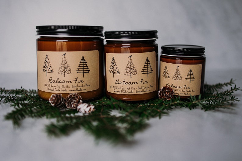 Balsam Fir, All Natural Hand Poured Soy Candle, Holiday Candle, Balsam Candle, Secret Santa, Made in Maine, Christmas Gift, Stocking Stuffer image 1