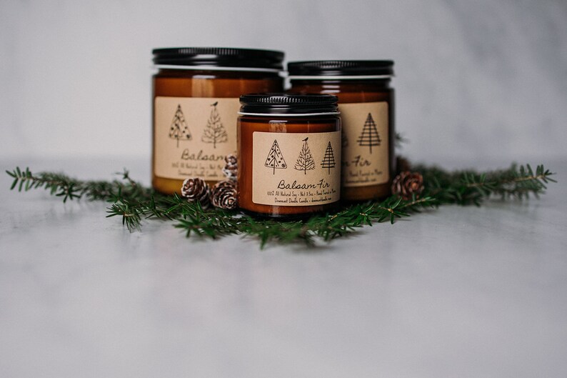 Balsam Fir, All Natural Hand Poured Soy Candle, Holiday Candle, Balsam Candle, Secret Santa, Made in Maine, Christmas Gift, Stocking Stuffer image 6