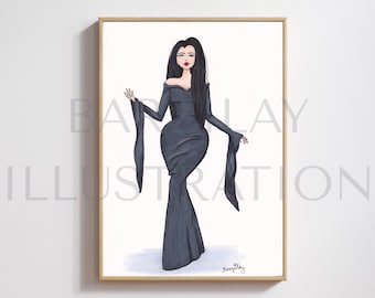 Mother Addams Fashion Illustration Print
