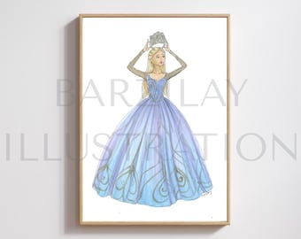 The Girl in the Bubble Fashion Illustration Print
