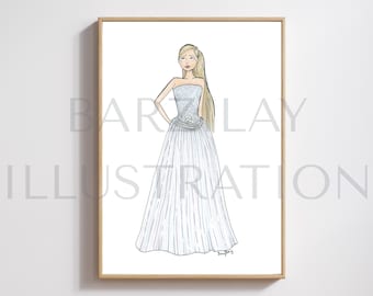 Irredescent Red Départment Illustration Print – Modna ilustracja na czerwony dywan