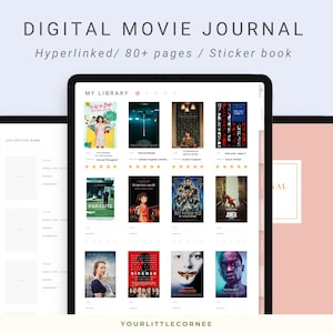 Digital Movie Journal,  Digital Film Tracker, Movie Review, Film Journal, Movie Planner, Movie Lover Journal, Movie Log, (3 colors version)