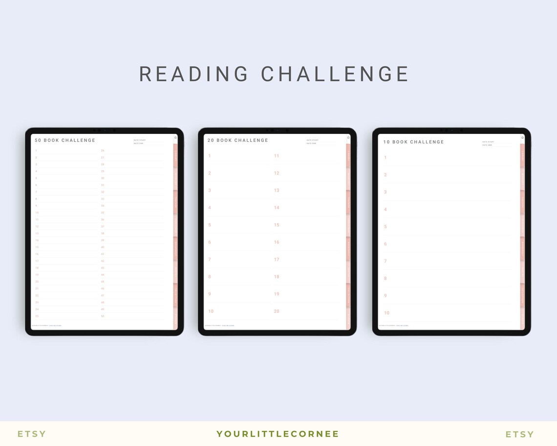 Digital Reading Journal Reading Tracker Goodnotes Tracker Etsy