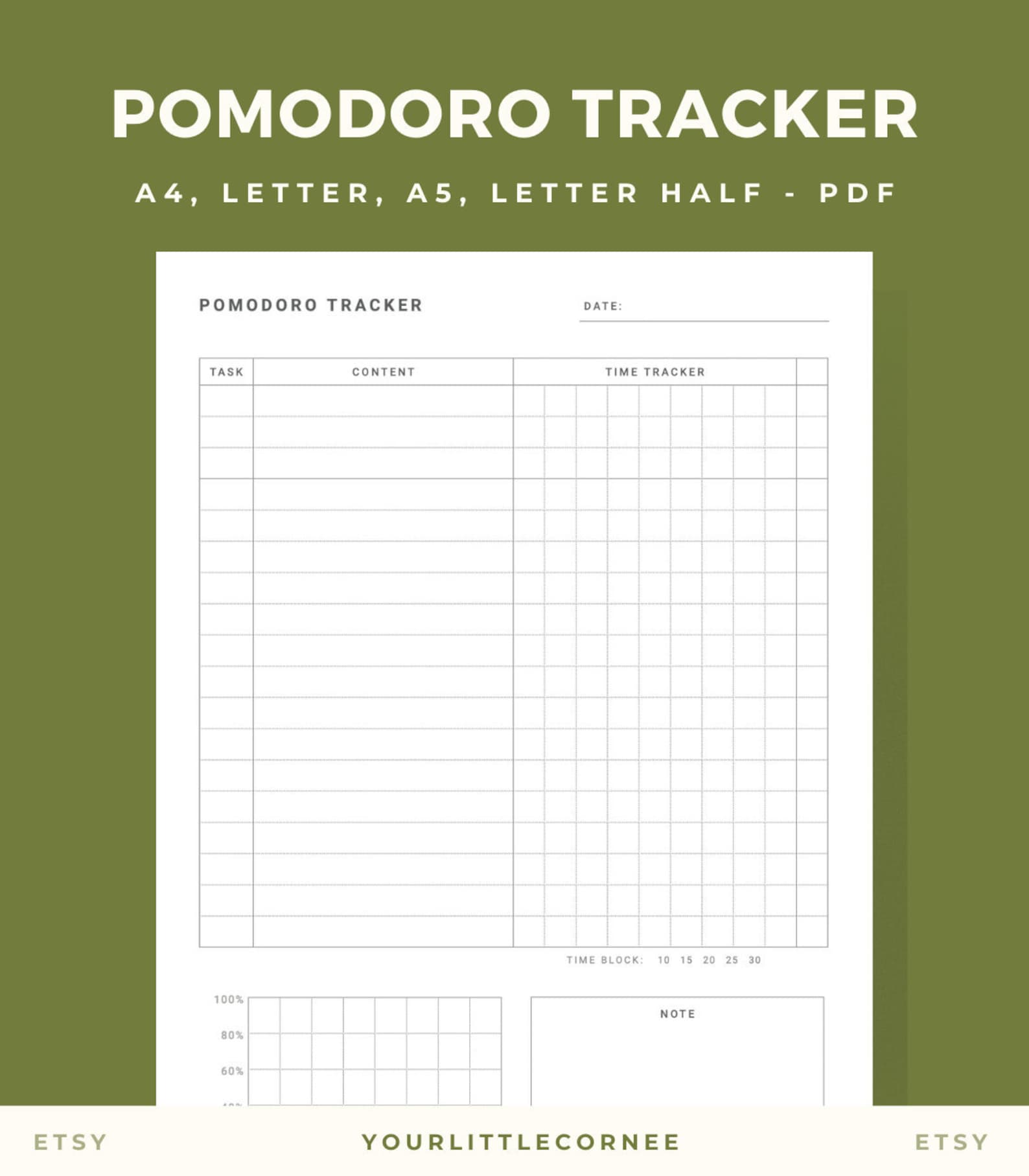 Pomodoro Technique Planner Printable Productivity Planner - Etsy