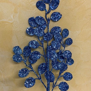 Blue Glittered Silver Dollar Eucalyptus