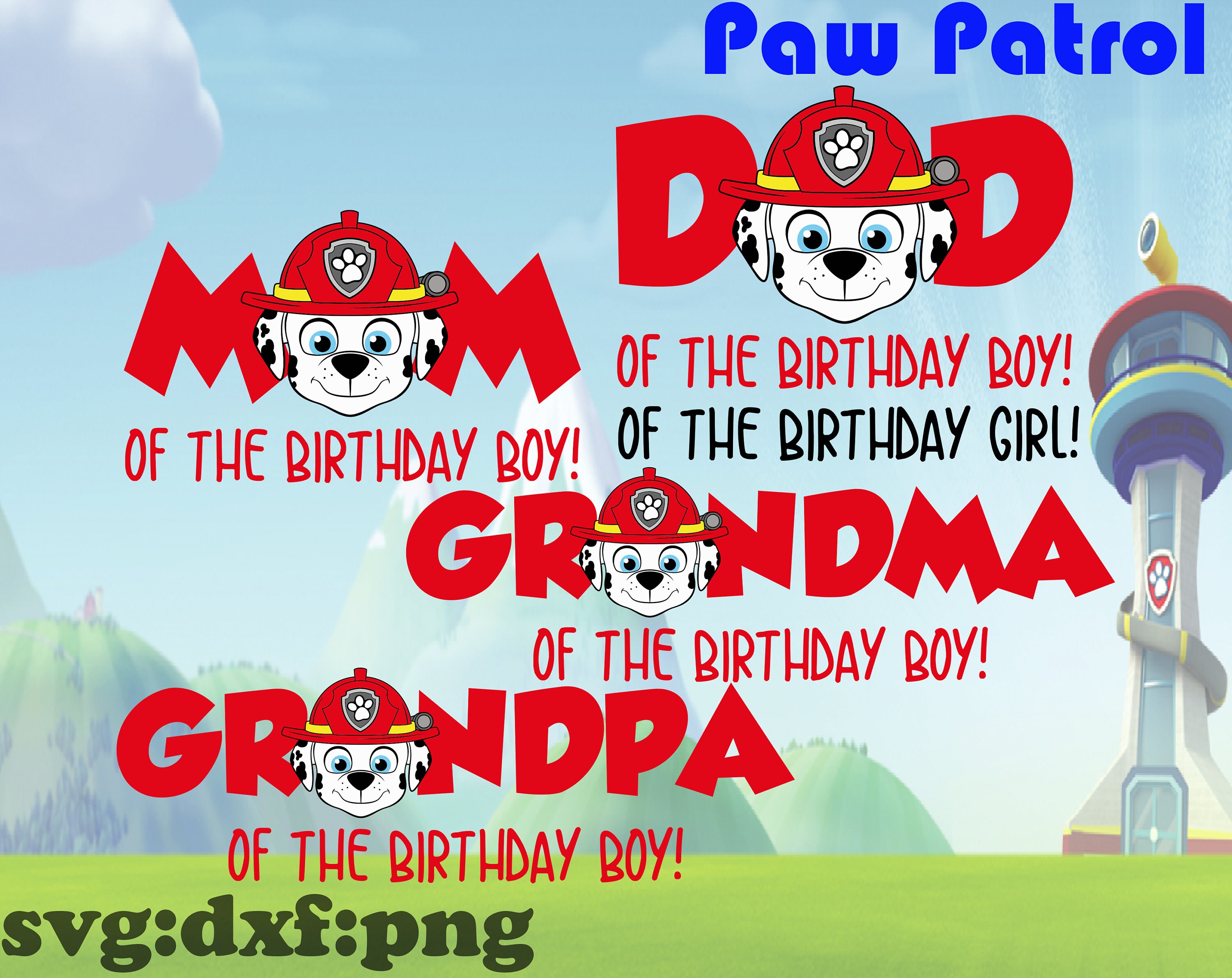 Download PAW Patrol Marshall Of the Birthday svg dxf png PAW Patrol | Etsy