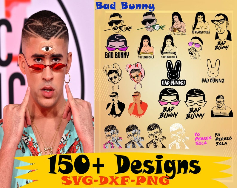 Download Bad Bunny Singer svg 150 Designs BUNDLE svg SVG for Cricut ...