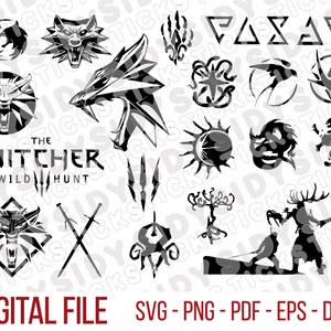 The Witcher SVG Bundle - Cut files for Cricut or silhouette - Direct download, svg, pdf, png, eps and dxf - vector files printable files.Wi
