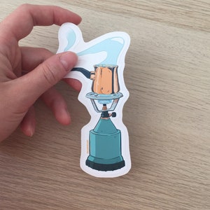 The Traditional Coffee, Sticker Art, Cartoon Illustration
