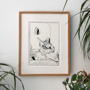 El hombre de los Balcanes y el chat - Oeuvre d'art originale