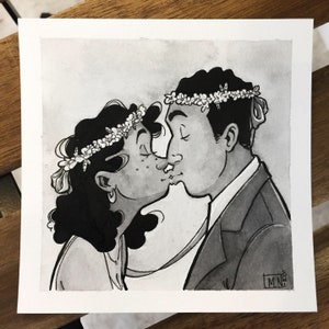 Impression d’art de mariage traditionnel, Fine Art Giclée, Illustration grecque