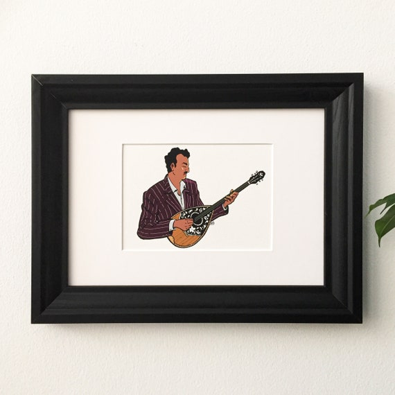 Bouzouki Player Art Print | Traditional Music Illustration | Vintage Street Wall Art