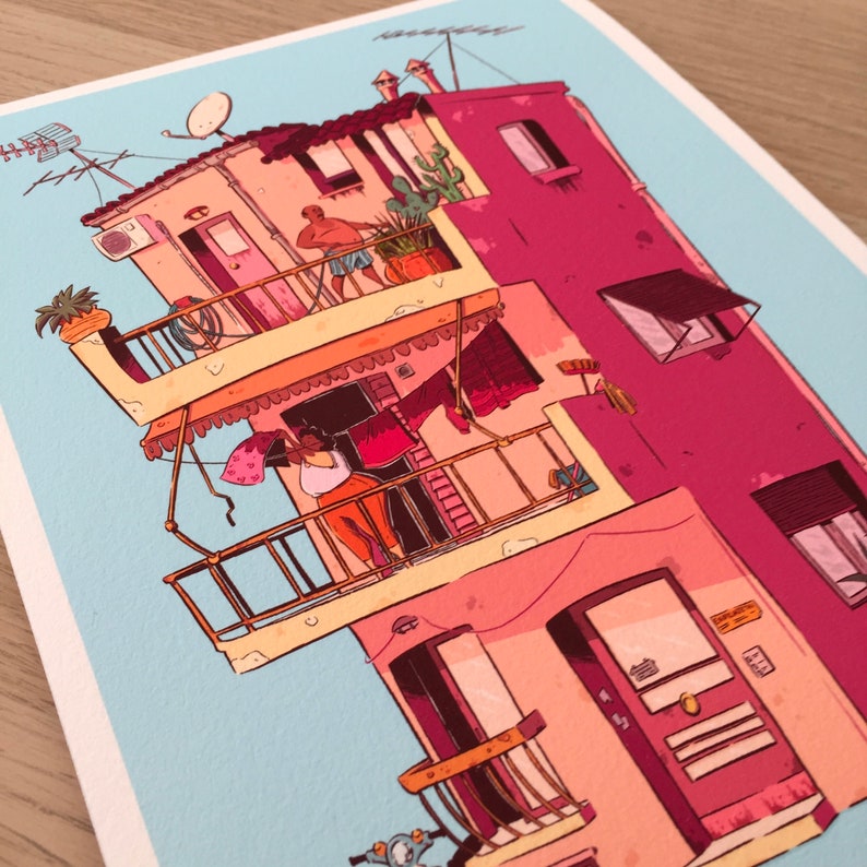 The Athenian Apartment Art Print, Fine Art Giclee, Cartoon Illustration image 9