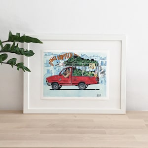 Watermeloen straatverkoper Art print, Fine Art Giclée, cultuur Grecque