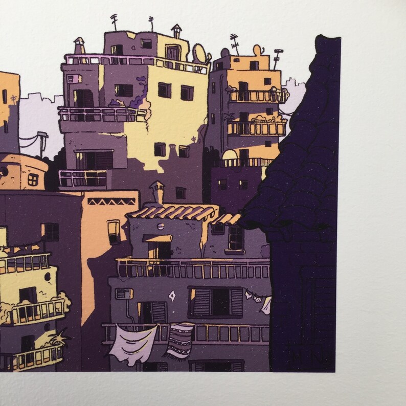 Cityscape Sunrise Art Print Fine Art Giclee Greek culture