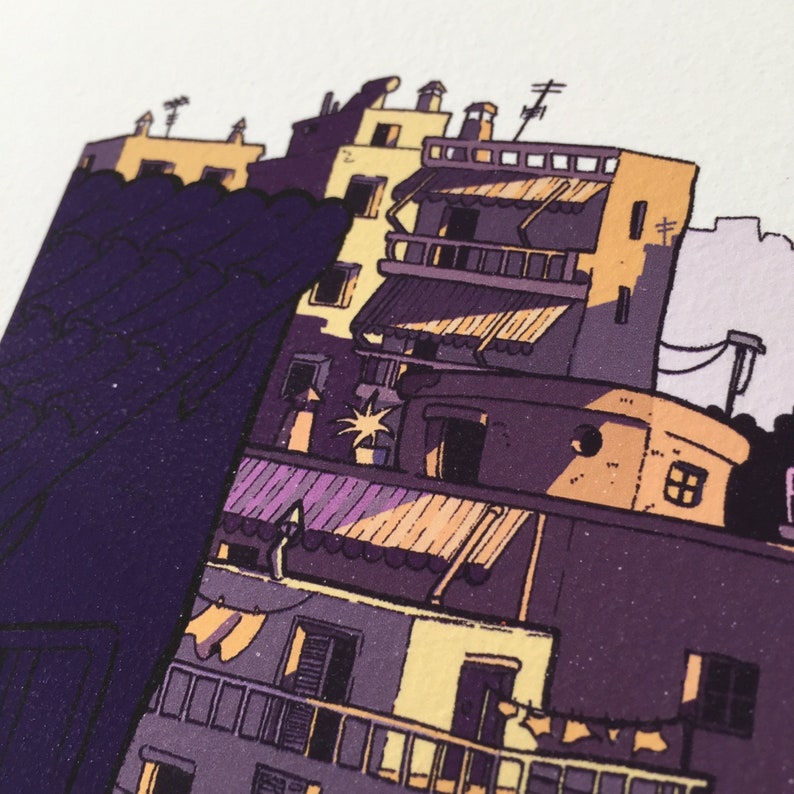 Cityscape Sunrise Art Print Fine Art Giclee Greek culture