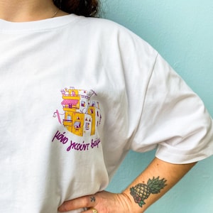 Sólo buenas vibraciones escritas con letras griegas - Camiseta estampada en seda