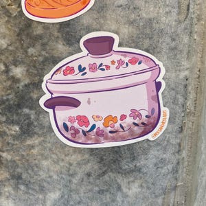 Tradycyjny ładny garnek emaliowany, naklejka, ilustracja artystyczna