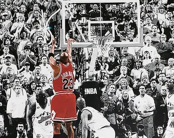 Bleachers Sports Music & Framing — Michael Jordan Chicago Bulls 1998 NBA  Finals Last Shot 26x40 Photo- Professionally Framed